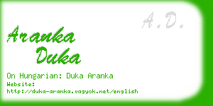 aranka duka business card